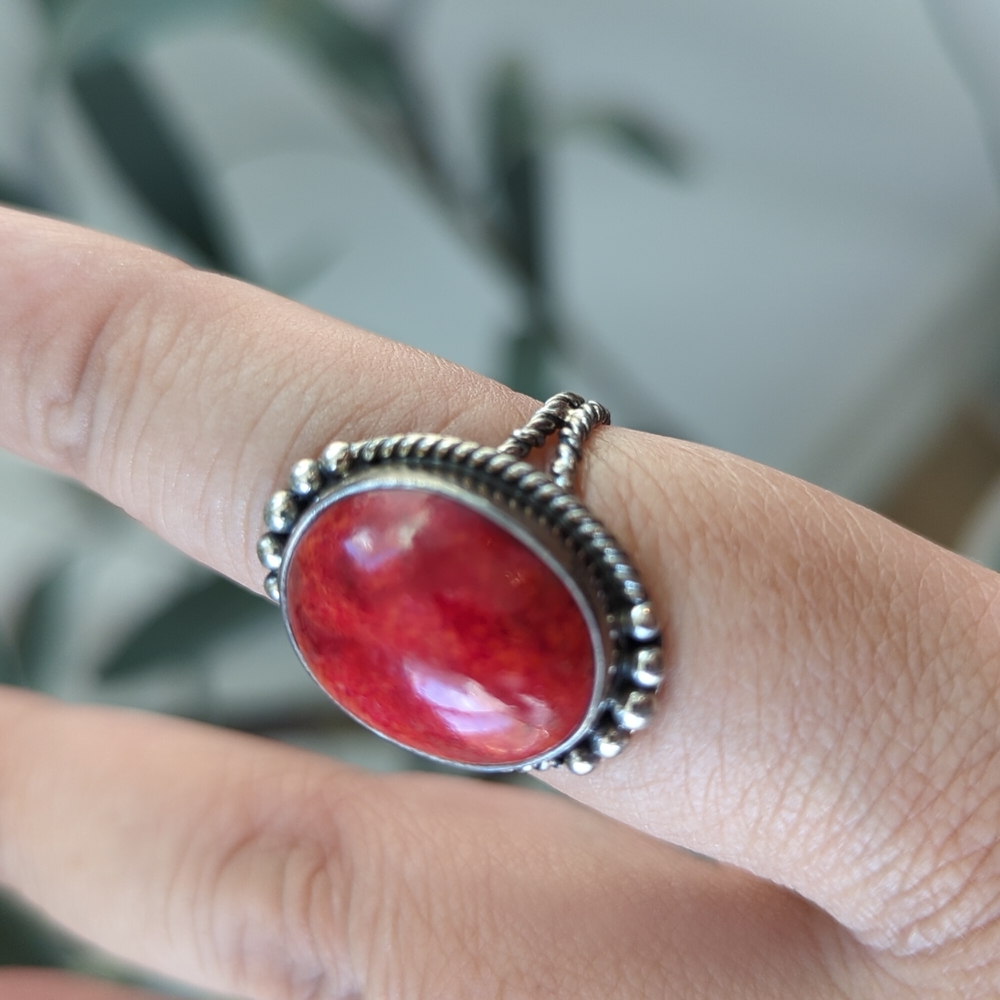 Red Orange Stone Ring SIZE 7